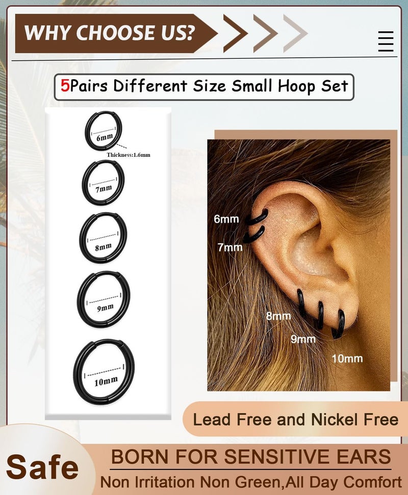 AMASIS Hypoallergenic Surgical Steel Earrings Sets for Sensitive Ears Lightweight Small Huggie Hoop Earrings 20G Stainless Steel Opal Ball Pearl CZ Flat Back Earrings for Women Men Trendy Cartilage Earrings Hoop Stud - Image 2